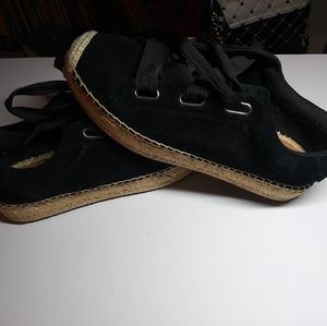 Ugg Brianna Black Suede Espadrille Sneakers size 7